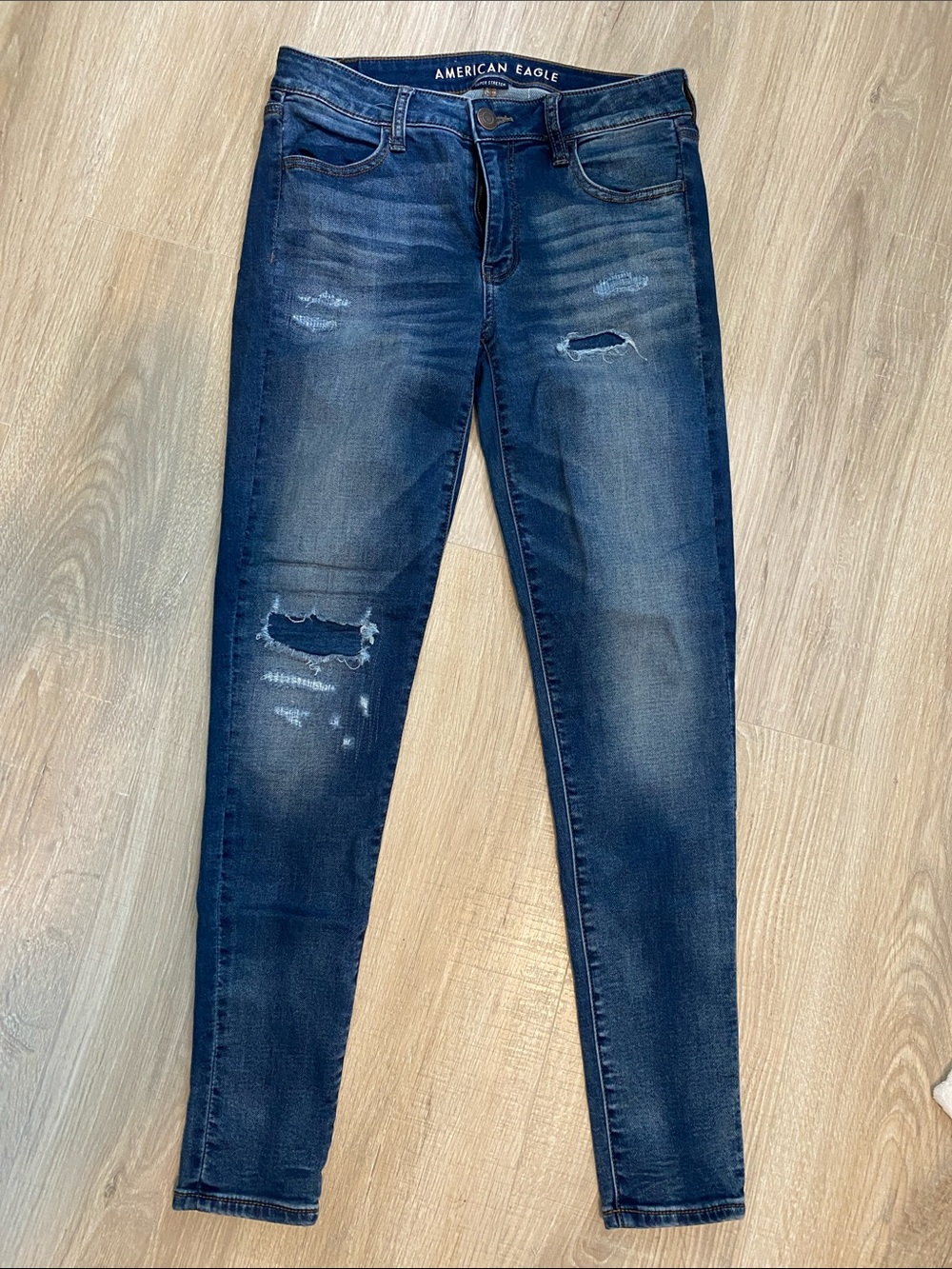American Eagle Outfitters Dark Blue Distressed Jeans